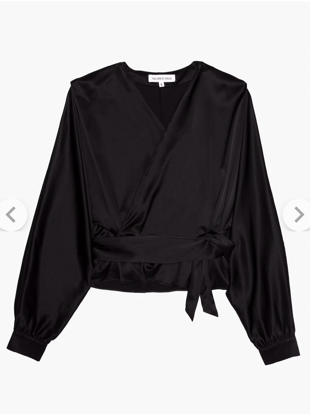 100% Silk Wrap Top - Black